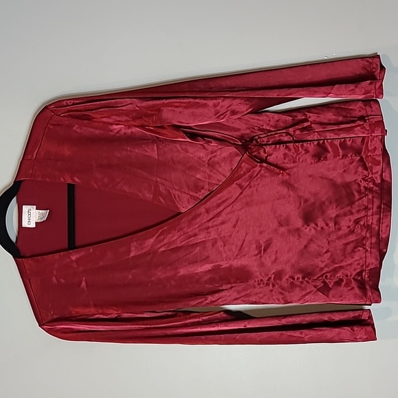 Chico's Tops - Chicos Satin Wrap Top Red‎ Luxury Holiday Silky Size Medium Dark Romantic
